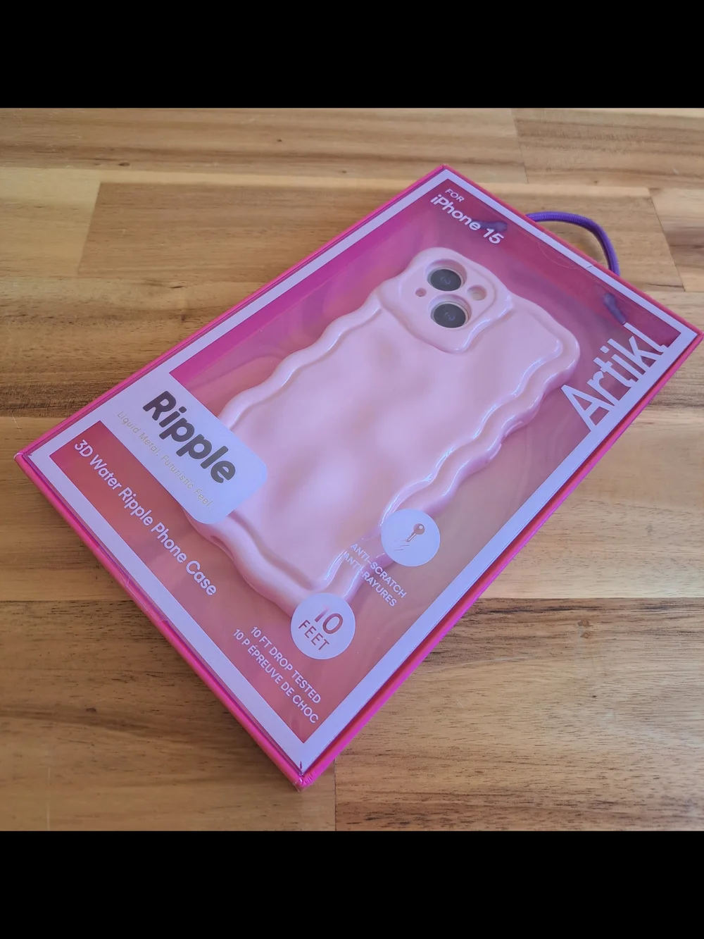 Artikl Ripple 3D Water Ripple Phone Case for iPhone 15 - Pink